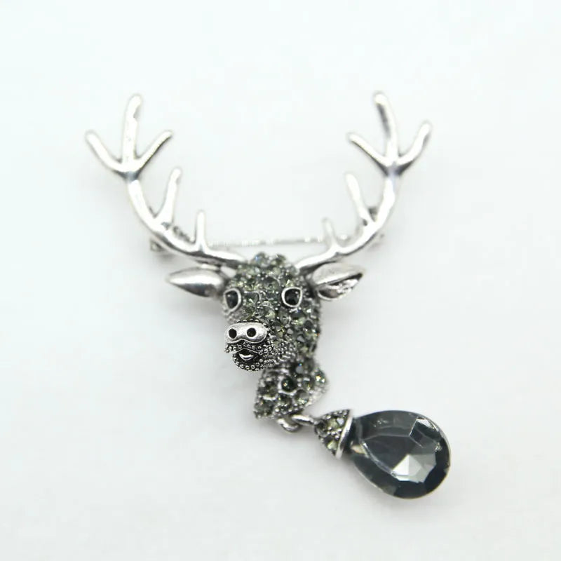 Fashion Christmas Tree Elk Alloy Plating Rhinestones Women'S Brooches