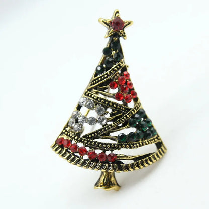 Fashion Christmas Tree Elk Alloy Plating Rhinestones Women'S Brooches