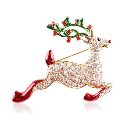 Fashion Christmas Tree Elk Alloy Plating Rhinestones Women'S Brooches