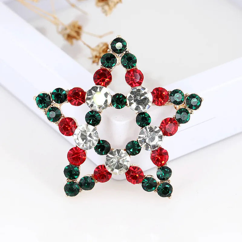 Fashion Christmas Tree Elk Alloy Plating Rhinestones Women'S Brooches