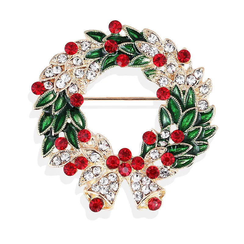 Fashion Christmas Tree Elk Alloy Plating Rhinestones Women'S Brooches