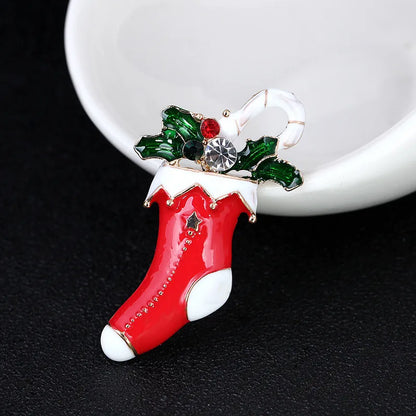 Fashion Christmas Tree Elk Alloy Plating Rhinestones Women'S Brooches