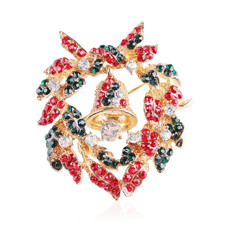 Fashion Christmas Tree Elk Alloy Plating Rhinestones Women'S Brooches