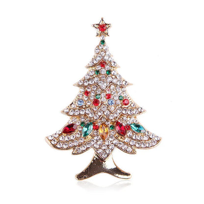 Fashion Christmas Tree Elk Alloy Plating Rhinestones Women'S Brooches