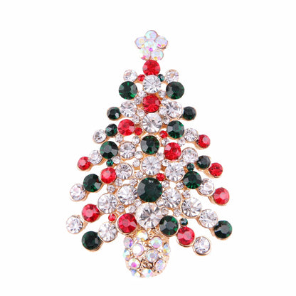 Fashion Christmas Tree Elk Alloy Plating Rhinestones Women'S Brooches