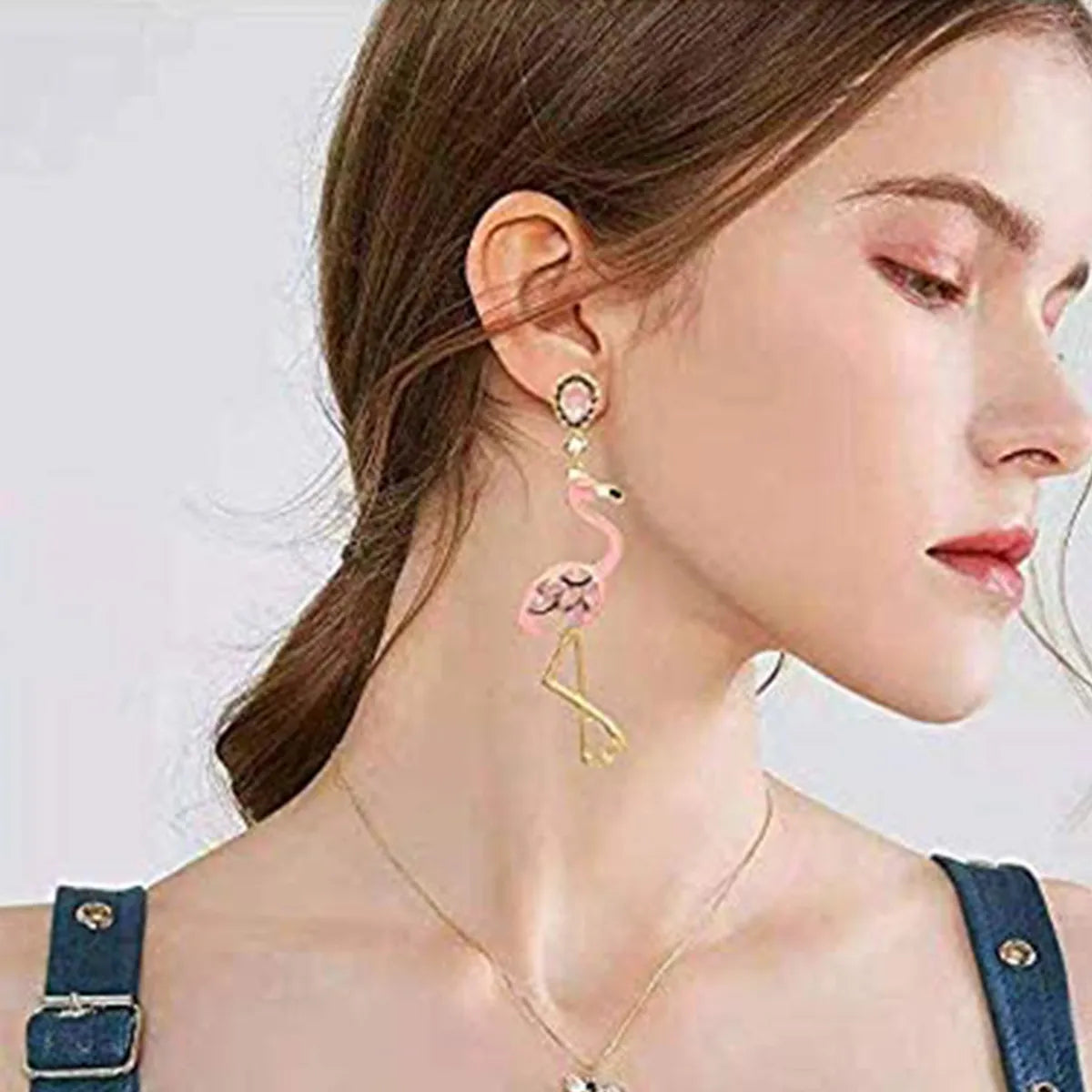 Fashion Christmas Tree Flamingo Alloy Plating Inlay Artificial Gemstones Women'S Drop Earrings 1 Pair