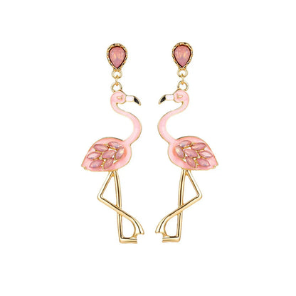 Fashion Christmas Tree Flamingo Alloy Plating Inlay Artificial Gemstones Women'S Drop Earrings 1 Pair