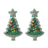 1 Pair Fashion Christmas Tree Braid Plastic Beads Drop Earrings