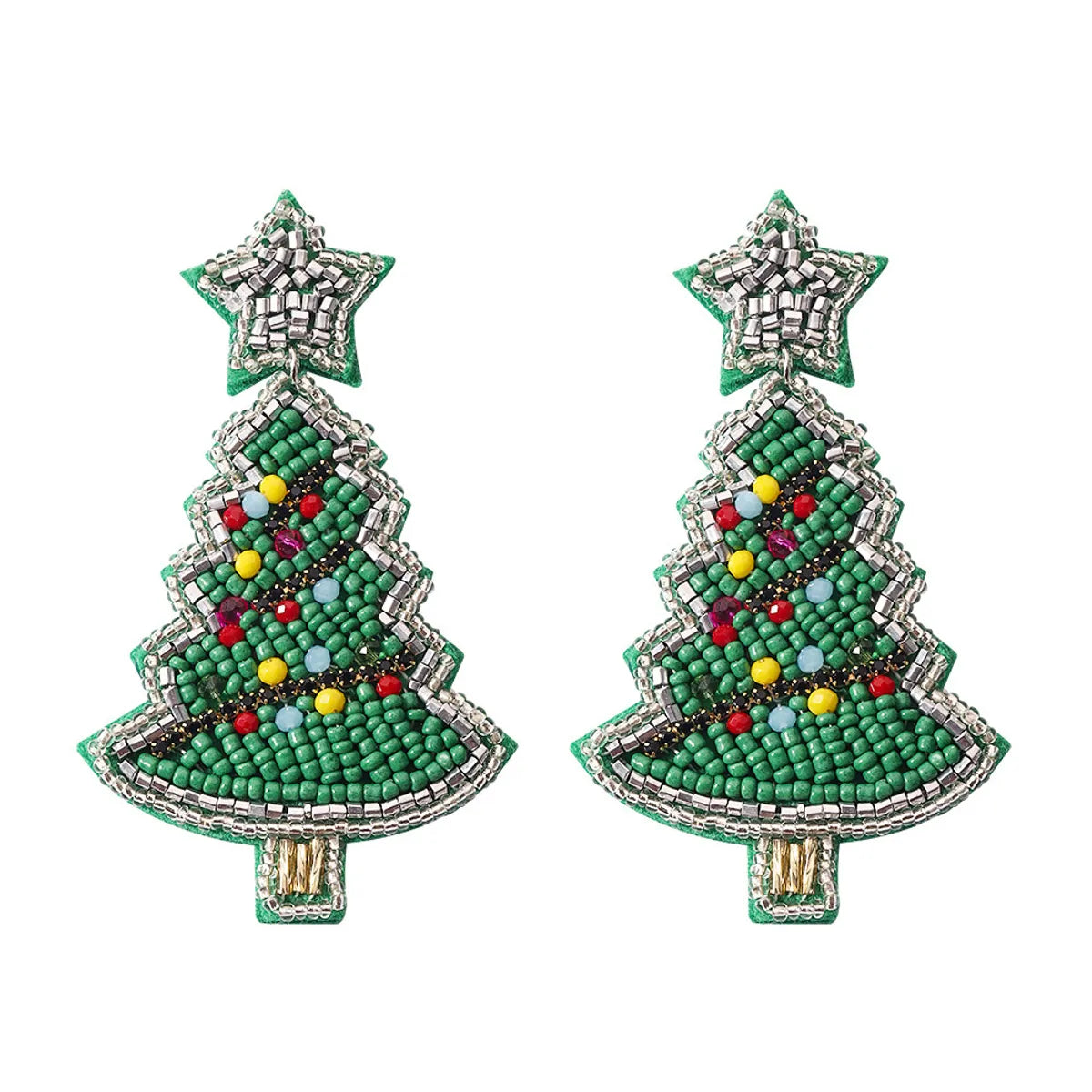 1 Pair Fashion Christmas Tree Braid Plastic Beads Drop Earrings