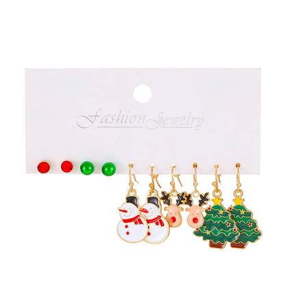 Fashion Christmas Tree Santa Claus Alloy Enamel Women's Drop Earrings 5 Pairs