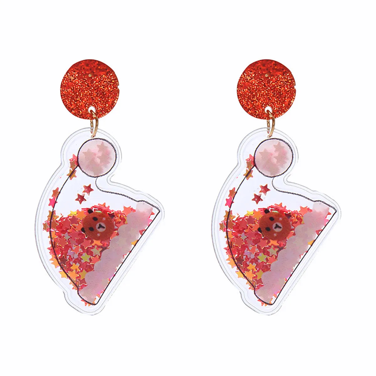 Fashion Christmas Tree Santa Claus Bell Pvc Printing Transparent Women'S Drop Earrings 1 Pair