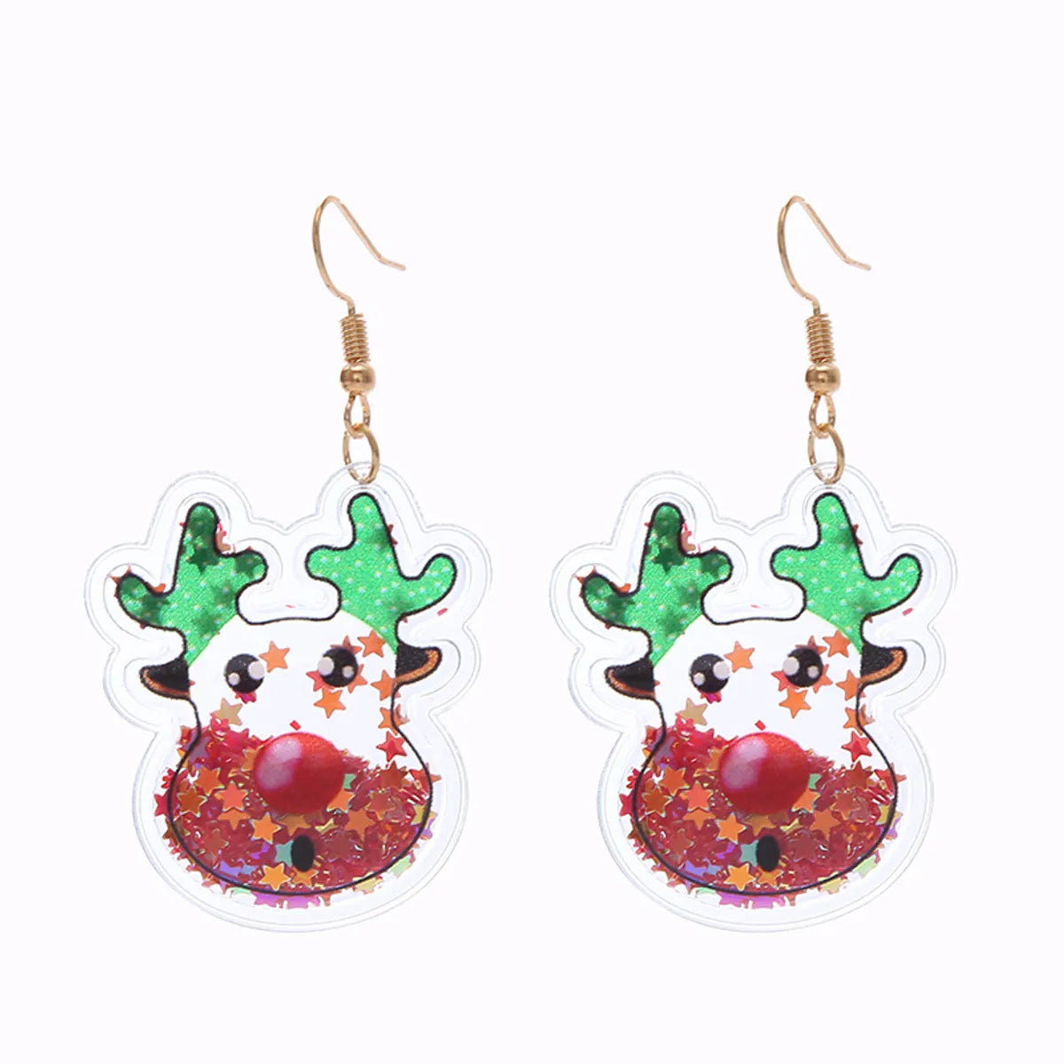 Fashion Christmas Tree Santa Claus Bell Pvc Printing Transparent Women'S Drop Earrings 1 Pair