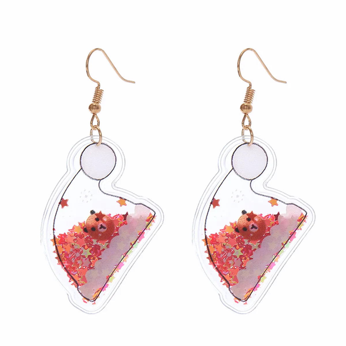 Fashion Christmas Tree Santa Claus Bell Pvc Printing Transparent Women'S Drop Earrings 1 Pair