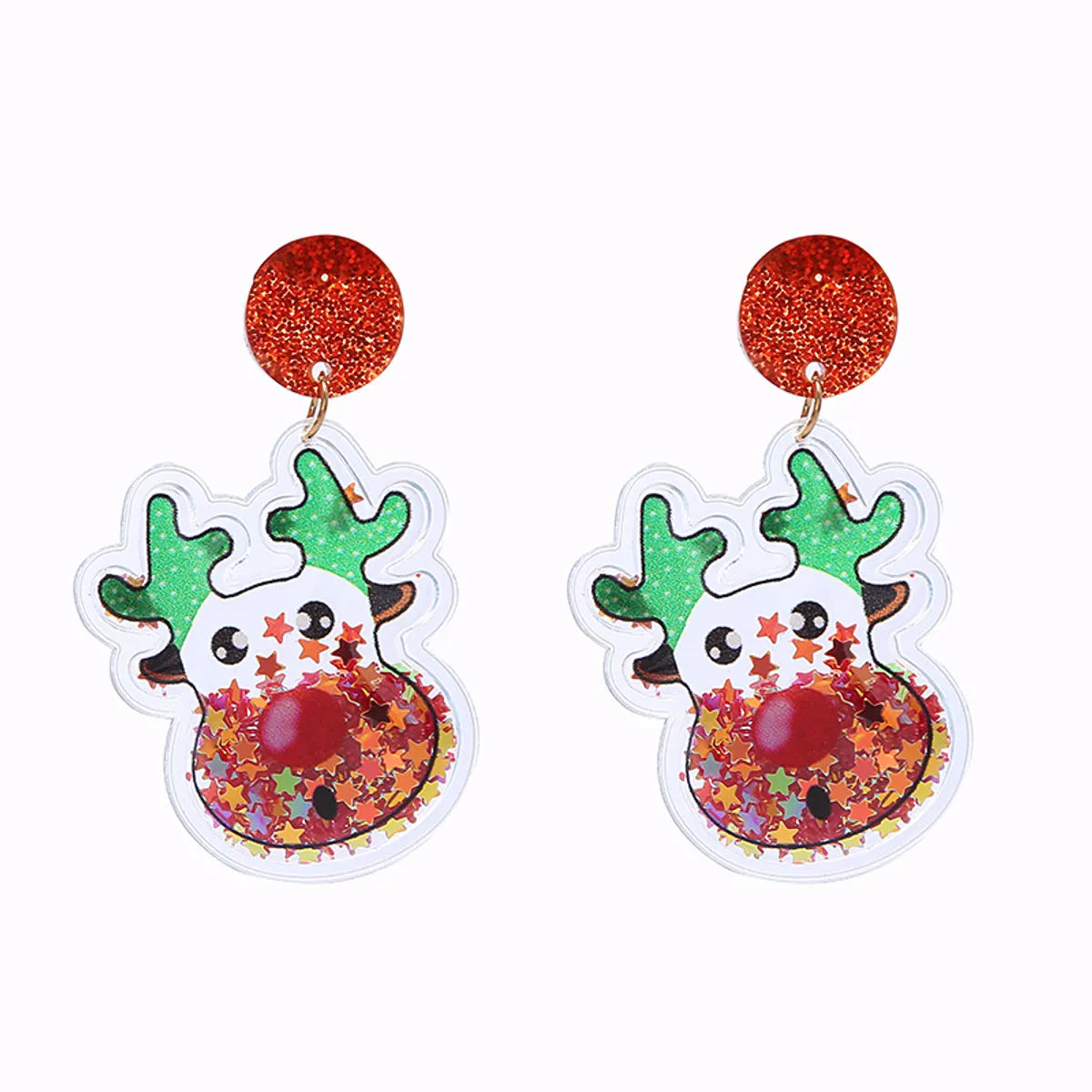 Fashion Christmas Tree Santa Claus Bell Pvc Printing Transparent Women'S Drop Earrings 1 Pair