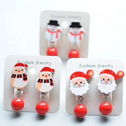 Fashion Christmas Tree Santa Claus Plastic Resin Girl's Drop Earrings Ear Clips 1 Pair