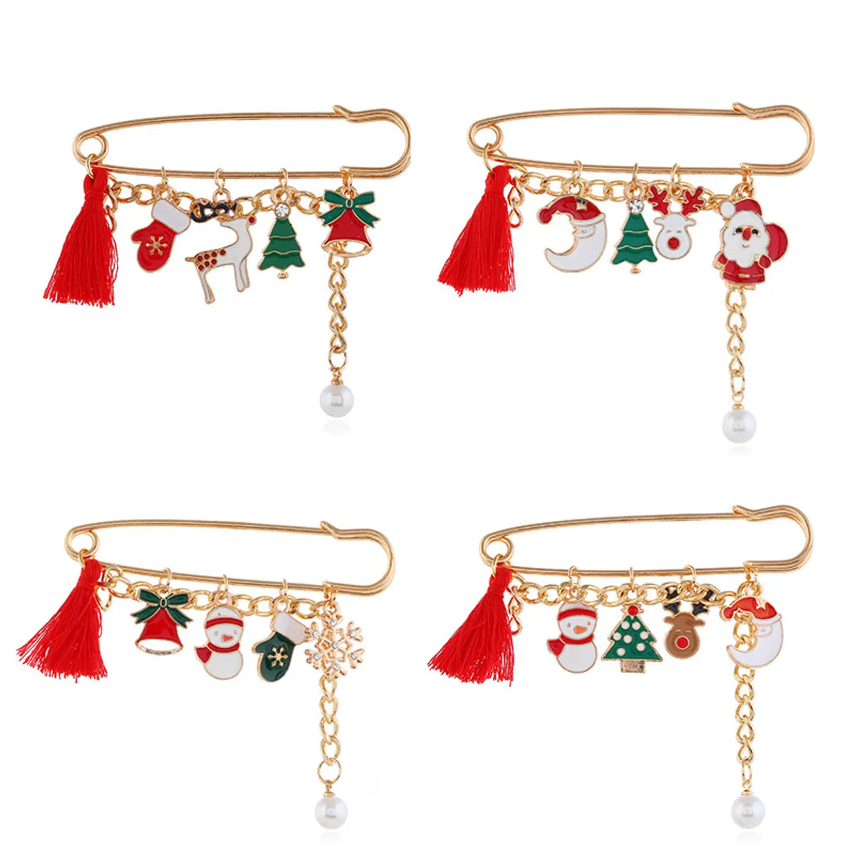 Fashion Christmas Tree Santa Claus Snowman Alloy Enamel Rhinestones Women'S Brooches