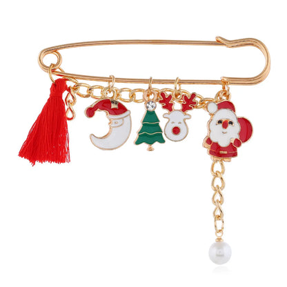 Fashion Christmas Tree Santa Claus Snowman Alloy Enamel Rhinestones Women'S Brooches