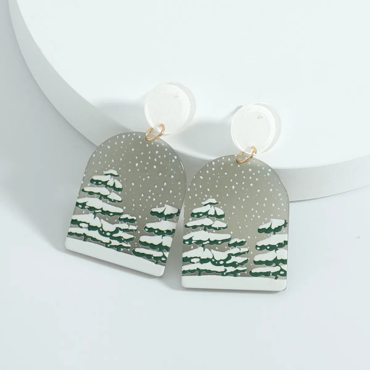 Fashion Christmas Tree Snowflake Plastic Resin Printing Women's Drop Earrings 1 Pair