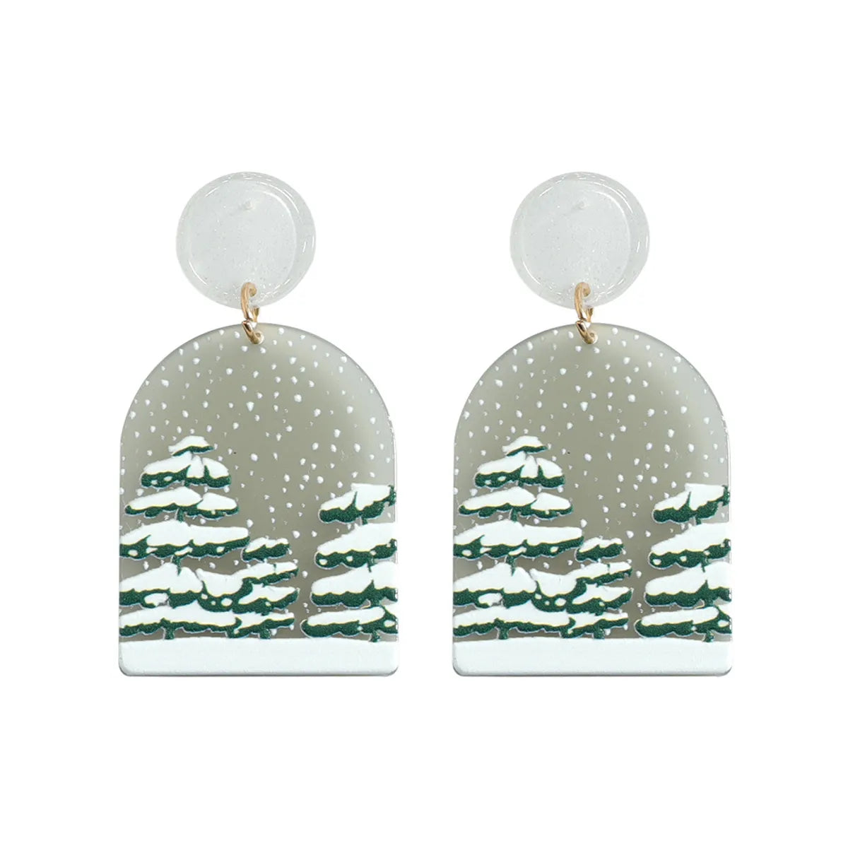 Fashion Christmas Tree Snowflake Plastic Resin Printing Women's Drop Earrings 1 Pair