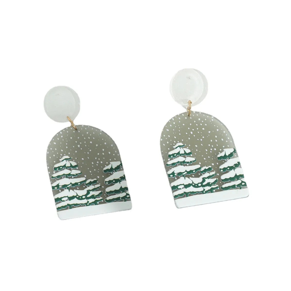 Fashion Christmas Tree Snowflake Plastic Resin Printing Women's Drop Earrings 1 Pair