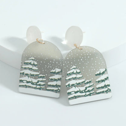 Fashion Christmas Tree Snowflake Plastic Resin Printing Women's Drop Earrings 1 Pair