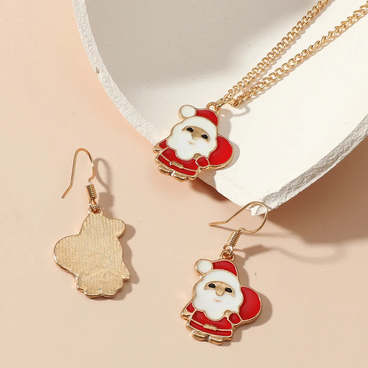 Fashion Christmas Tree Snowman Alloy Plating Inlay Artificial Gemstones Christmas Women'S Earrings Necklace