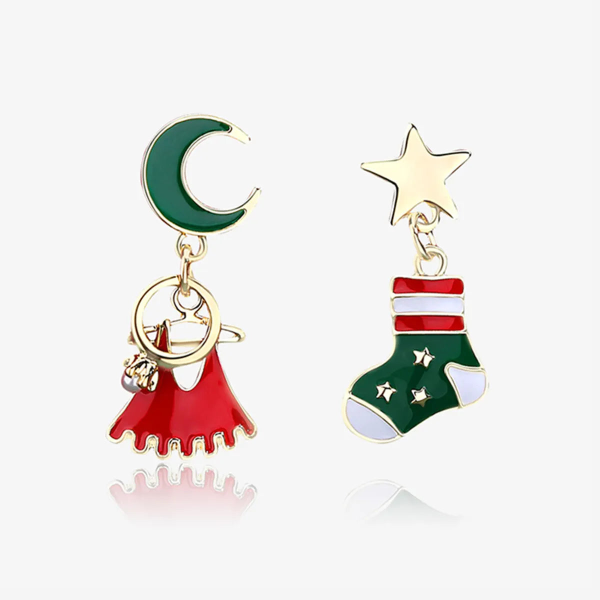 Fashion Christmas Tree Snowman Snowflake Alloy Enamel Rhinestones Women'S Drop Earrings Ear Studs 1 Pair