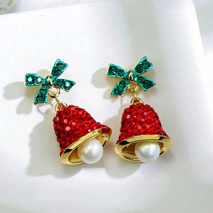 Fashion Christmas Tree Snowman Snowflake Alloy Enamel Rhinestones Women'S Drop Earrings Ear Studs 1 Pair