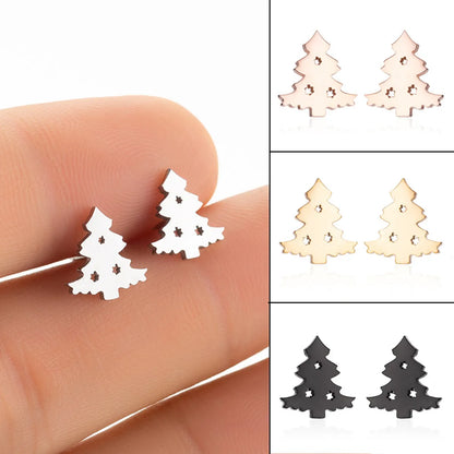 Fashion Christmas Tree Stainless Steel Ear Studs 1 Pair