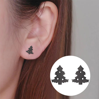 Fashion Christmas Tree Stainless Steel Ear Studs 1 Pair