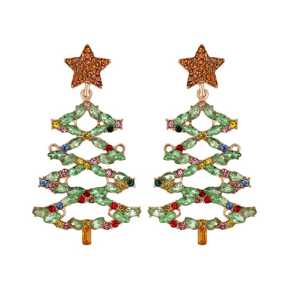 Fashion Christmas Tree Star Alloy Rhinestone Women'S Drop Earrings 1 Pair