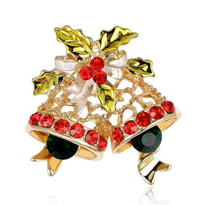 Fashion Christmas Tree Star Heart Shape Alloy Plating Rhinestones Women'S Brooches