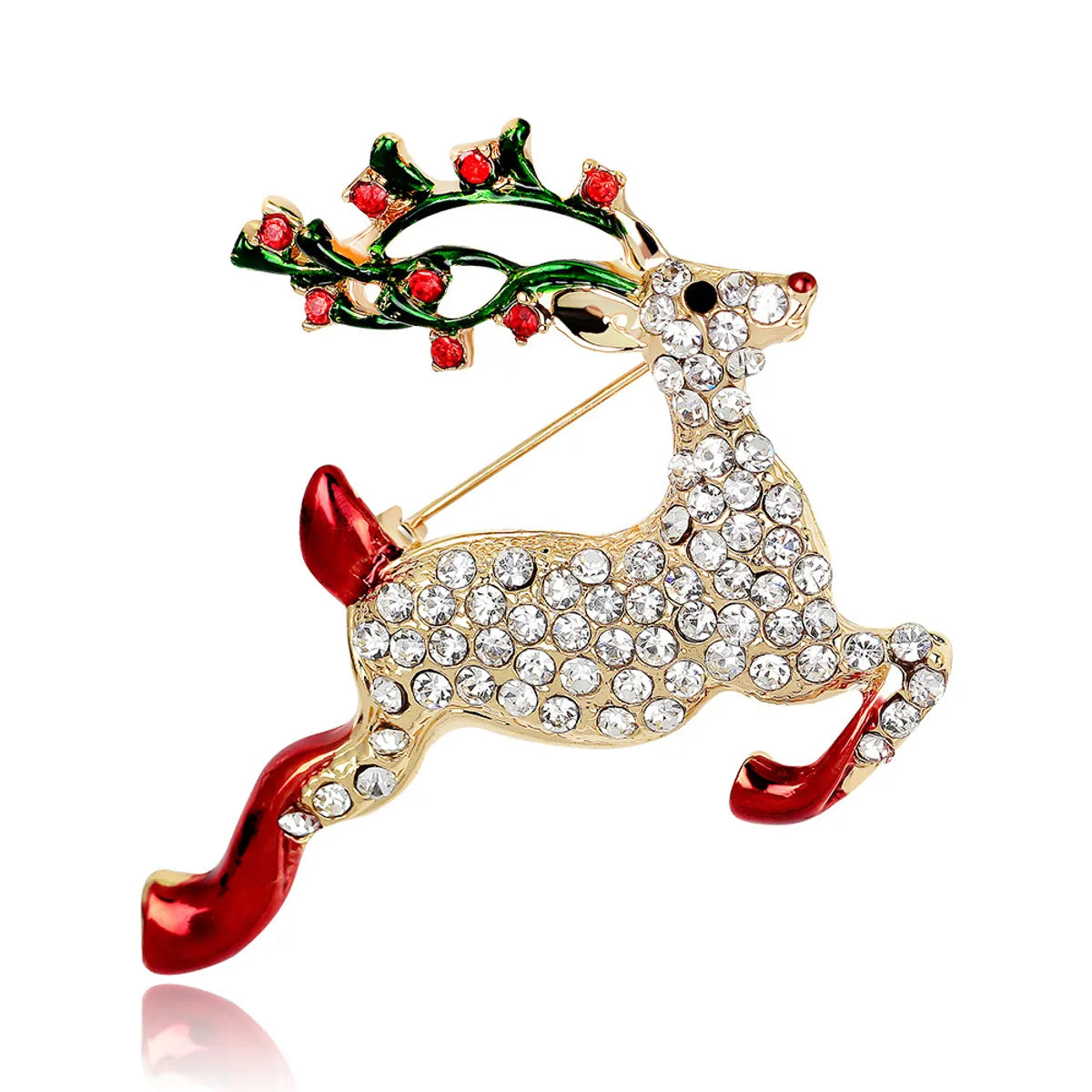 Fashion Christmas Tree Star Heart Shape Alloy Plating Rhinestones Women'S Brooches