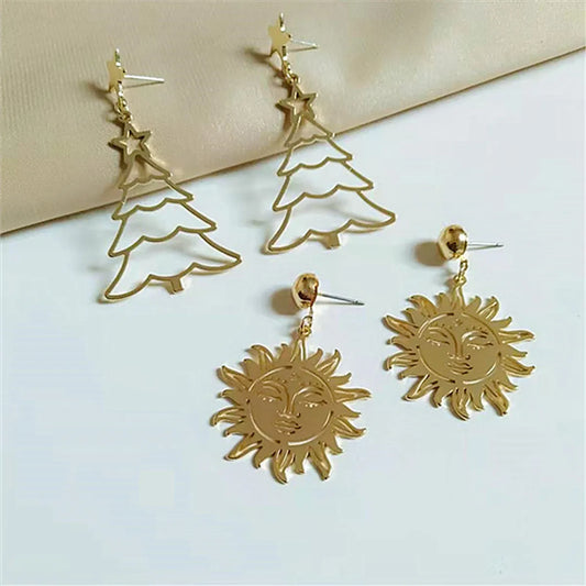 Fashion Christmas Tree Sun Alloy Plating Women's Drop Earrings 1 Pair