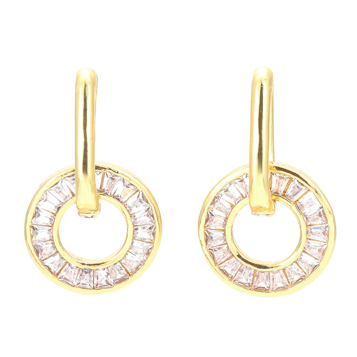 Fashion Circle Copper Drop Earrings Inlay Zircon Copper Earrings