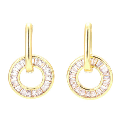 Fashion Circle Copper Drop Earrings Inlay Zircon Copper Earrings