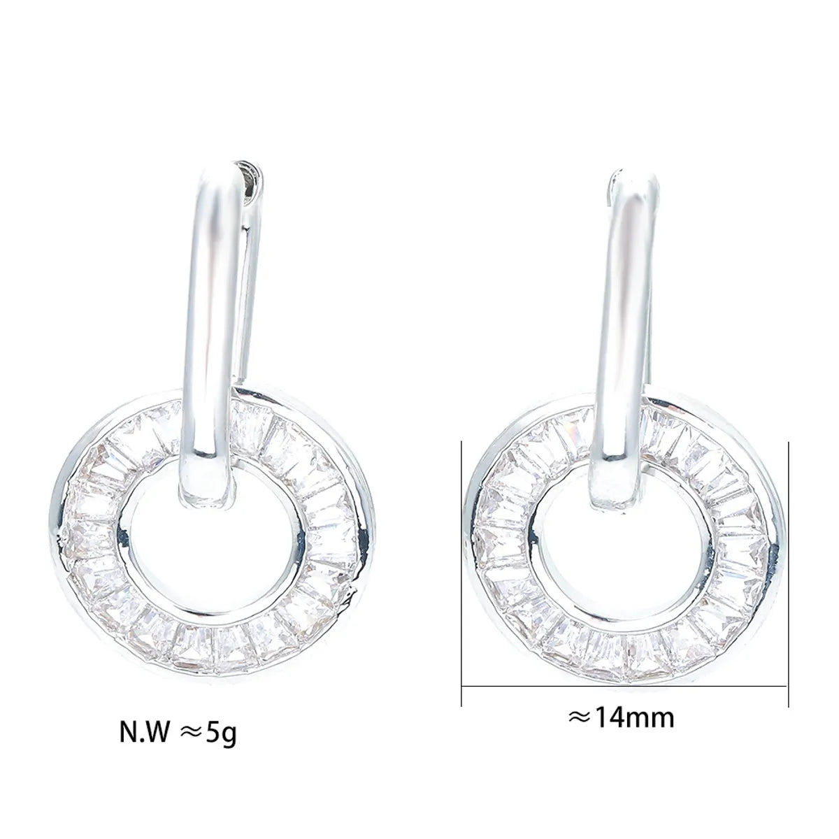 Fashion Circle Copper Drop Earrings Inlay Zircon Copper Earrings