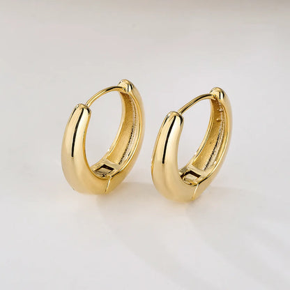 Fashion Circle Copper Gold Plated Hoop Earrings 1 Pair