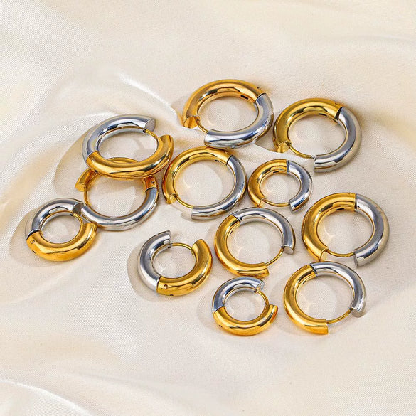 Fashion Circle Earrings Geometric Stainless Steel Electroplating Design For Women