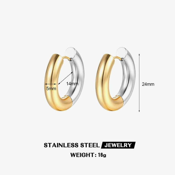 Fashion Circle Earrings Geometric Stainless Steel Electroplating Design For Women