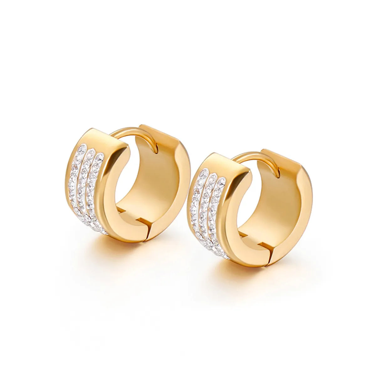 Fashion Circle Gold Plated Stainless Steel Earrings Wholesale Jewelry