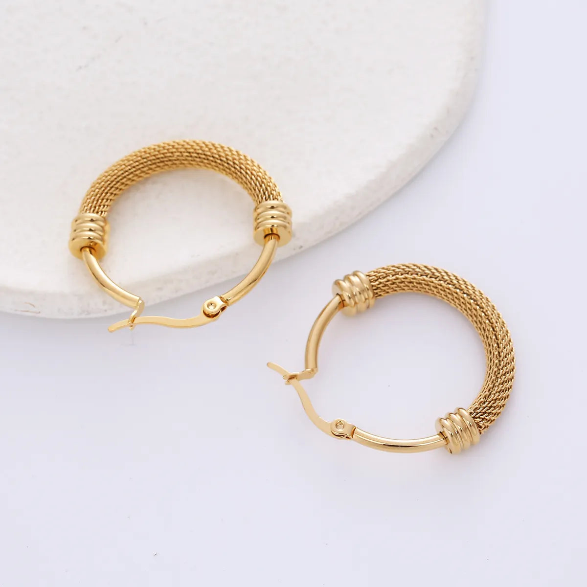 Fashion Circle Plating Titanium Steel Earrings