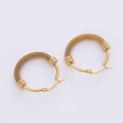 Fashion Circle Plating Titanium Steel Earrings