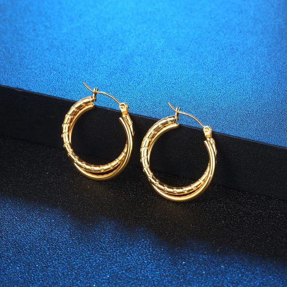 1 Piece Fashion Circle Plating 304 Stainless Steel Earrings
