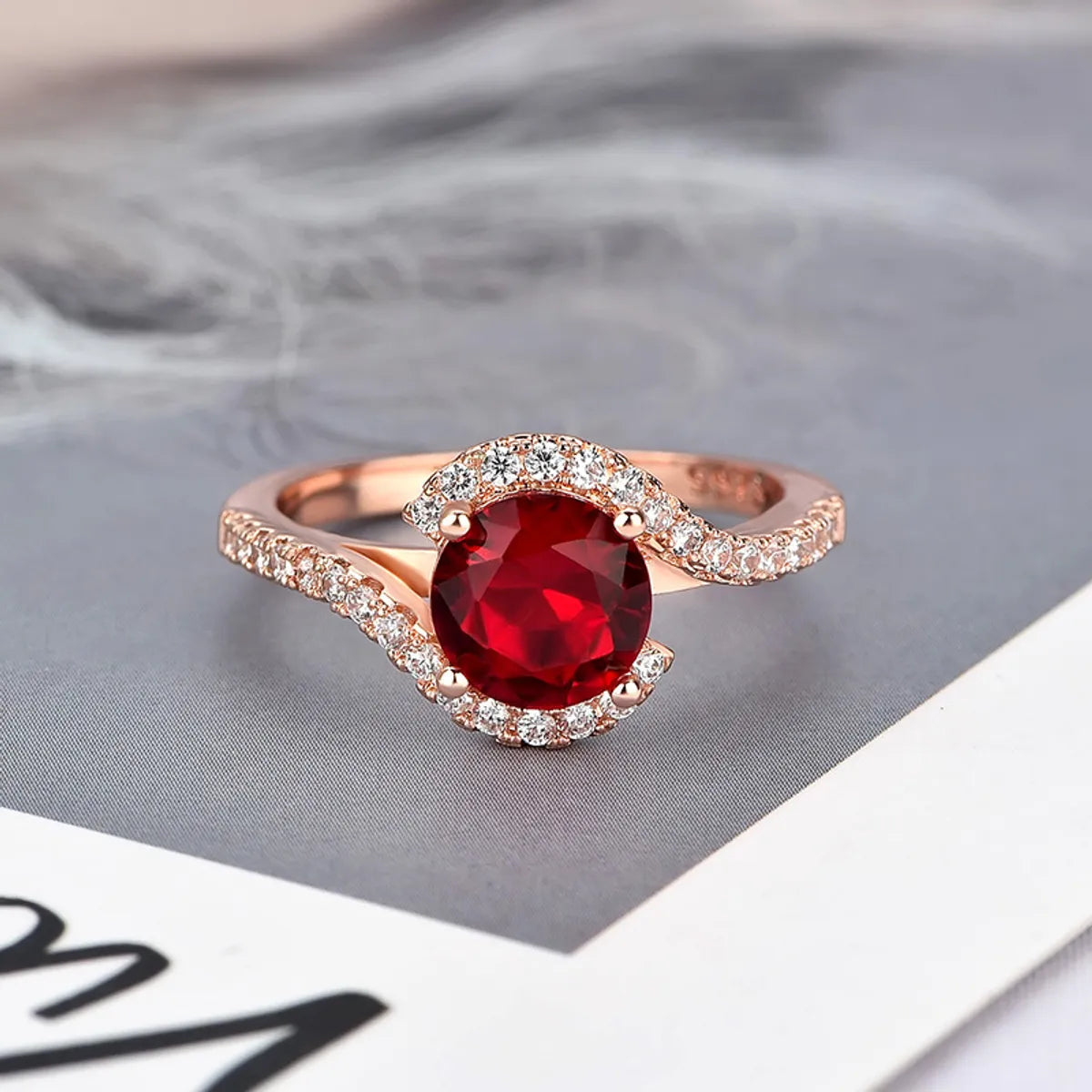 Fashion Classic Copper Plated Rose Gold Micro-Set Zircon Ring Wholesale