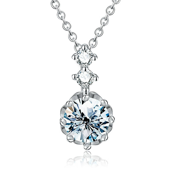 Fashion Classic Moissanite Snowflake Pendant Necklace With 925 Sterling Silver And Pt950 Platinum Clavicle Chain Electroplated