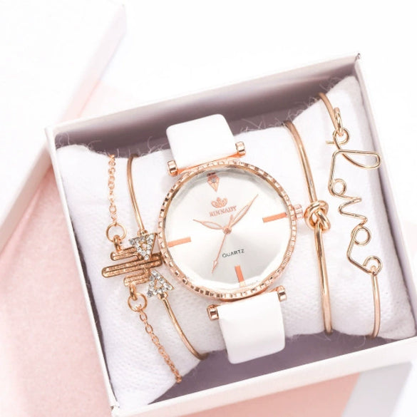 Fashion Classic Quartz Women's Watch With Pu Strap And Alloy Case Round Dial