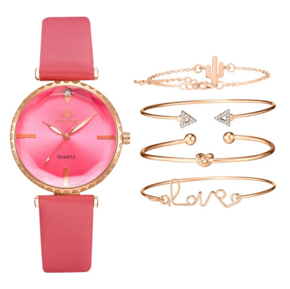 Fashion Classic Quartz Women's Watch With Pu Strap And Alloy Case Round Dial