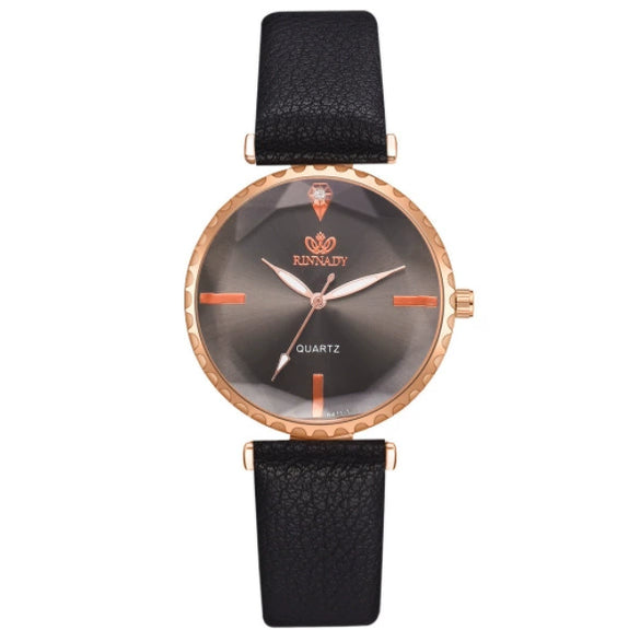Fashion Classic Quartz Women's Watch With Pu Strap And Alloy Case Round Dial
