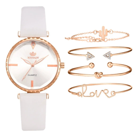 Fashion Classic Quartz Women's Watch With Pu Strap And Alloy Case Round Dial